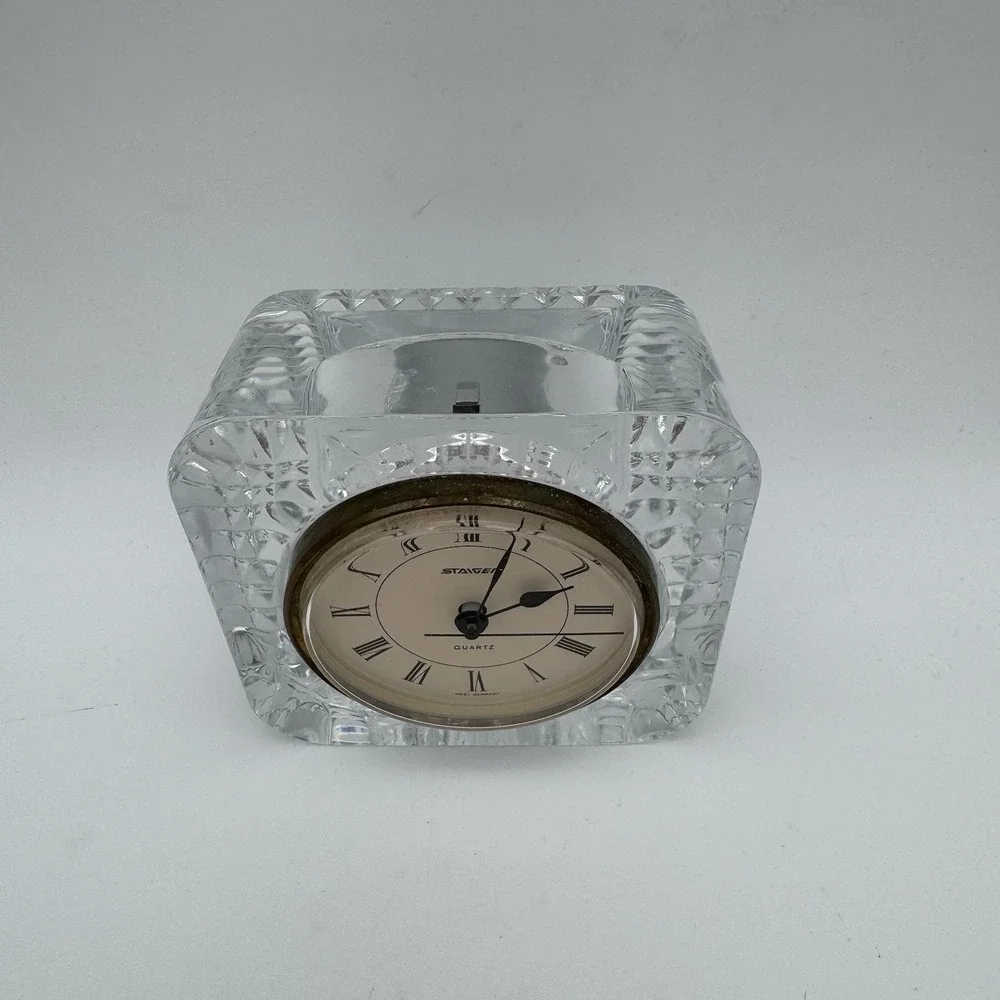 STAIGER Mantel Clock Quartz Lead Crystal Vintage 4